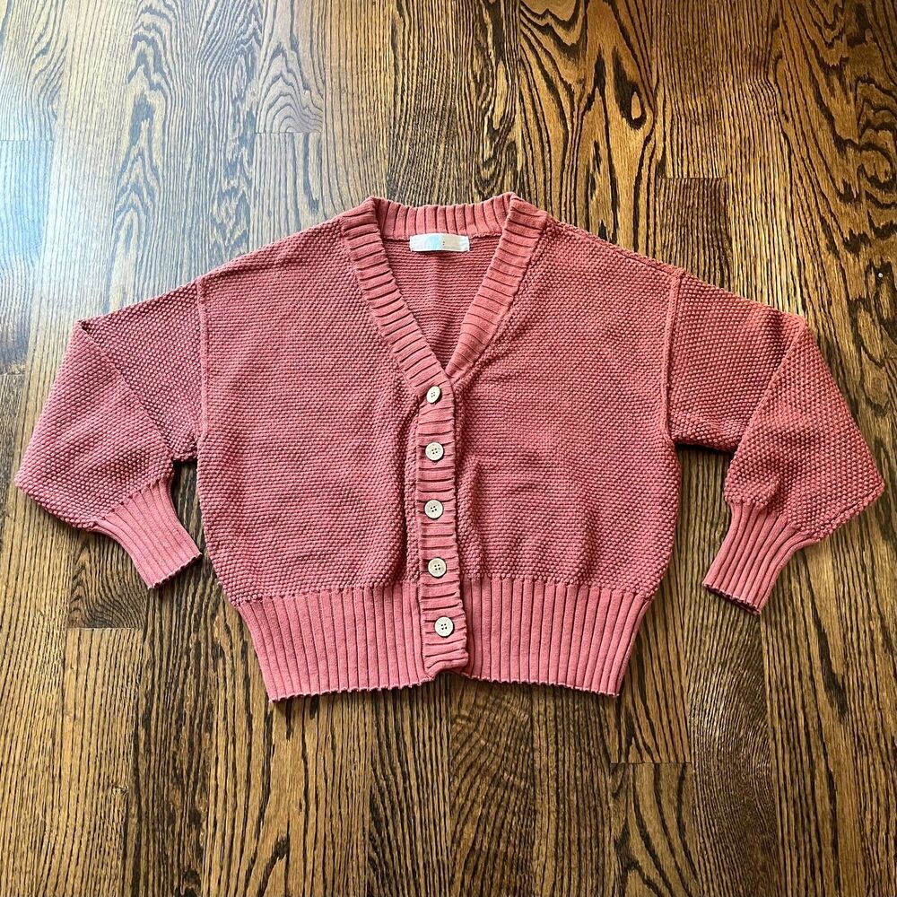 Free People Beach Hailee Orange Waffle Knit Cardigan (Size S)